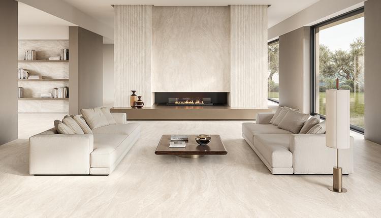 Dual Travertine | Emilceramica Grès Cérame Emil Dualtravertine Pierre ,brick Séjour White Poro Aperto,white Poro Chiuso,white Roma Magna Image Galerie | Emilceramica