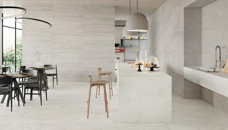 Unique Travertine | Emilceramica Grès Cérame Provenza Unique Travertine Pierre Silver Vein Cut,white Minimal,silver Ruled Image Galerie | Emilceramica