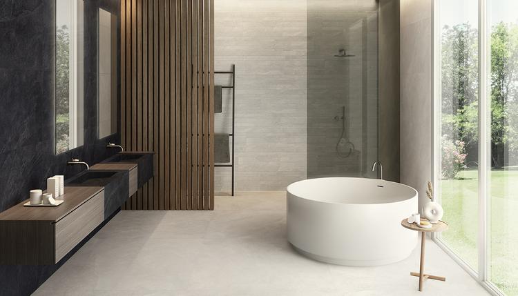 Cornerstone | Emilceramica Grès Cérame Ergon Cornerstone Pierre ,béton,marbre,résine Salle De Bain Slate Black ,slate White ,slate White Stone Image Galerie | Emilceramica